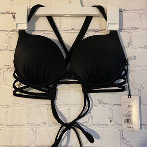 $2/15 Mix & Match Shade & Shore Swimsuit Top Push Up Underwire Black Bikini Top